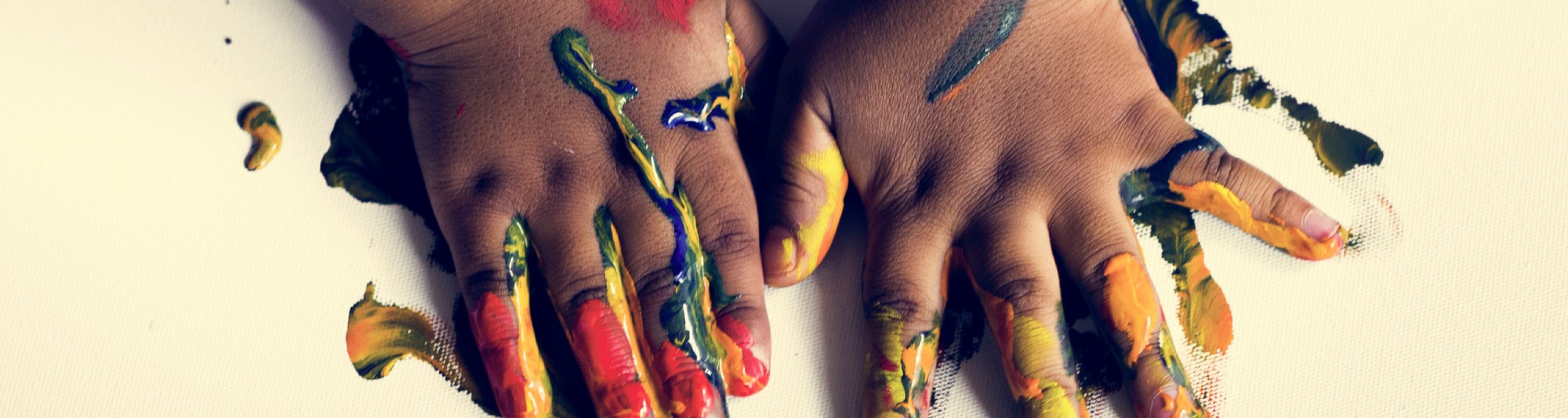 Hands with color painting